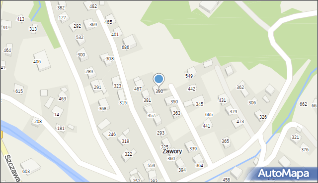 Szczawa, Szczawa, 390, mapa Szczawa