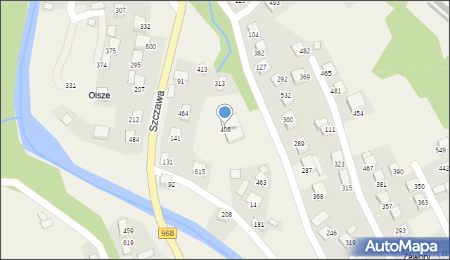 Szczawa, Szczawa, 406, mapa Szczawa