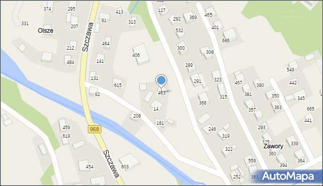 Szczawa, Szczawa, 463, mapa Szczawa