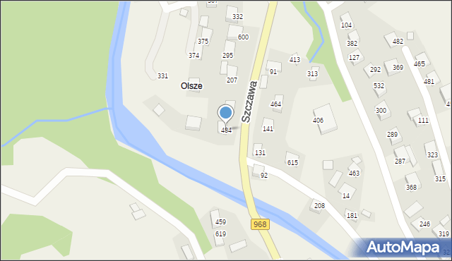 Szczawa, Szczawa, 484, mapa Szczawa