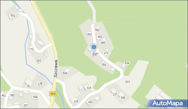 Szczawa, Szczawa, 505, mapa Szczawa