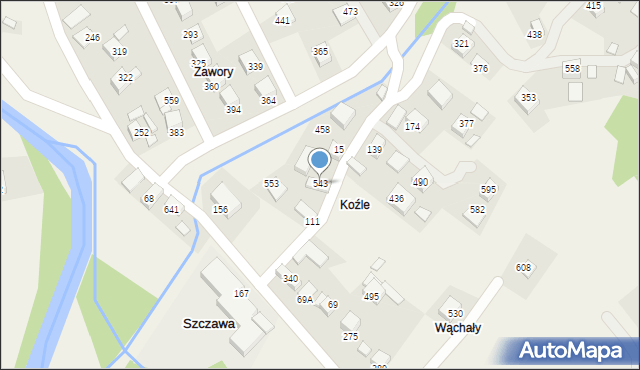 Szczawa, Szczawa, 543, mapa Szczawa