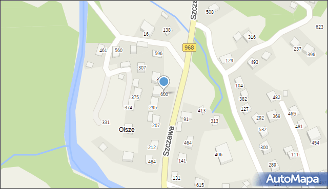 Szczawa, Szczawa, 600, mapa Szczawa