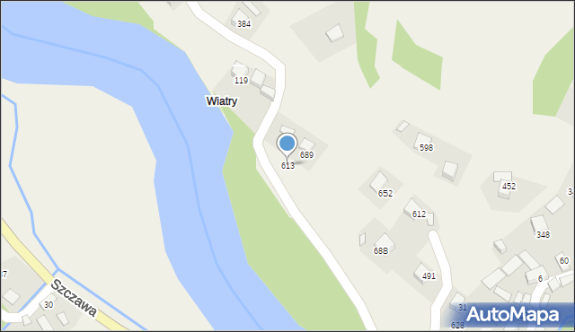 Szczawa, Szczawa, 613, mapa Szczawa