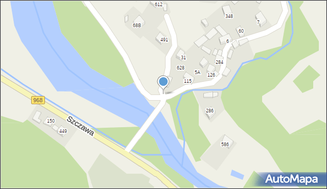 Szczawa, Szczawa, 628, mapa Szczawa