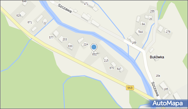 Szczawa, Szczawa, 631, mapa Szczawa