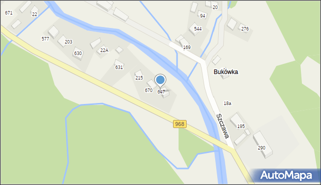 Szczawa, Szczawa, 647, mapa Szczawa