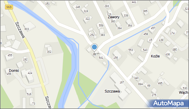 Szczawa, Szczawa, 68, mapa Szczawa