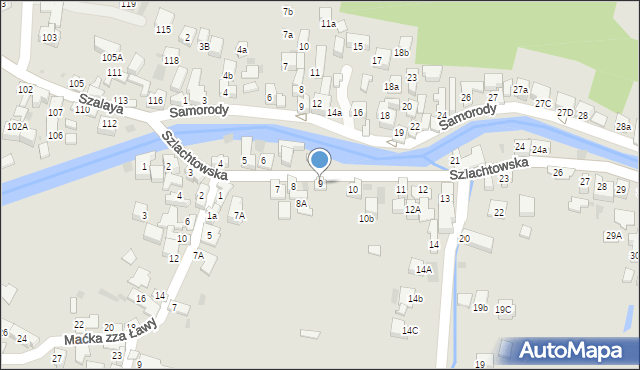 Szczawnica, Szlachtowska, 9, mapa Szczawnica