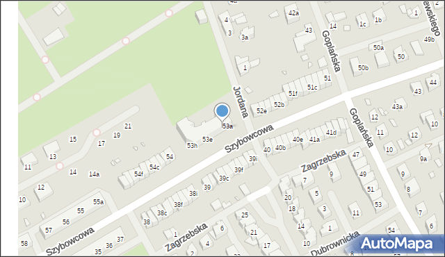 Szczecin, Szybowcowa, 53b, mapa Szczecina
