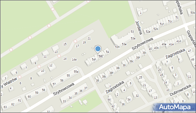 Szczecin, Szybowcowa, 54d, mapa Szczecina