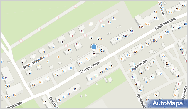 Szczecin, Szybowcowa, 55, mapa Szczecina