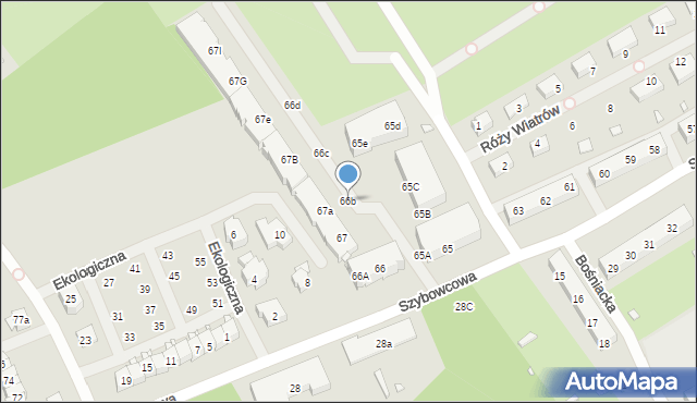 Szczecin, Szybowcowa, 66b, mapa Szczecina