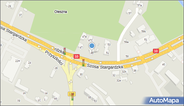 Szczecin, Szosa Stargardzka, 49, mapa Szczecina