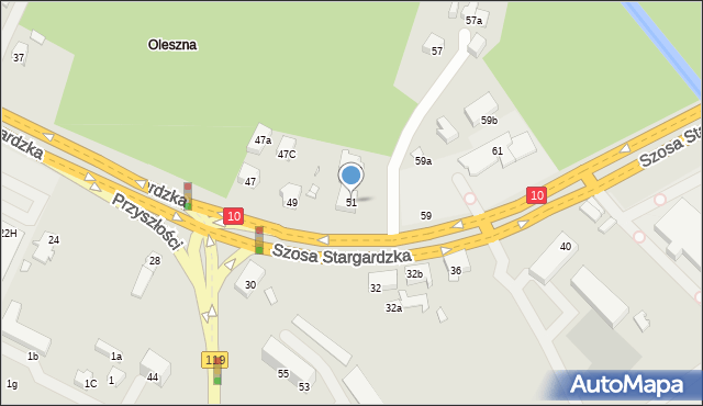 Szczecin, Szosa Stargardzka, 51, mapa Szczecina