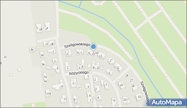 Szczecin, Szeligowskiego Tadeusza, 11, mapa Szczecina