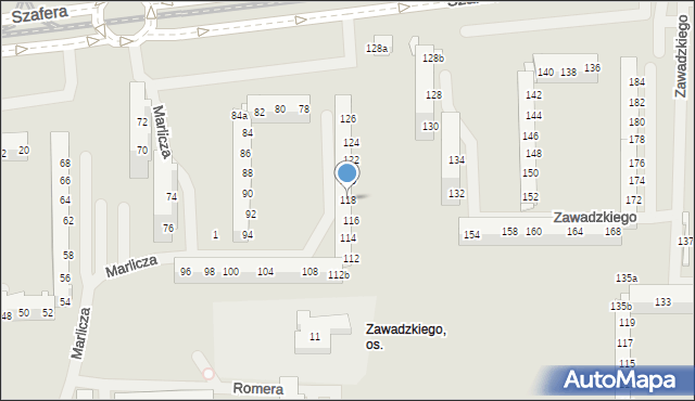 Szczecin, Szafera Władysława, prof., 118, mapa Szczecina