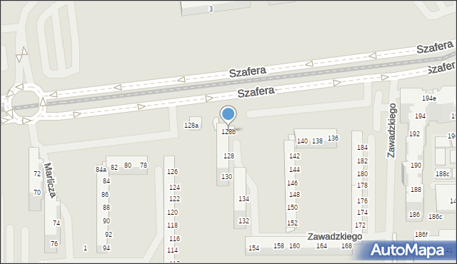 Szczecin, Szafera Władysława, prof., 128b, mapa Szczecina