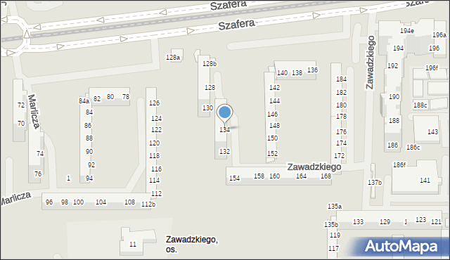 Szczecin, Szafera Władysława, prof., 134, mapa Szczecina