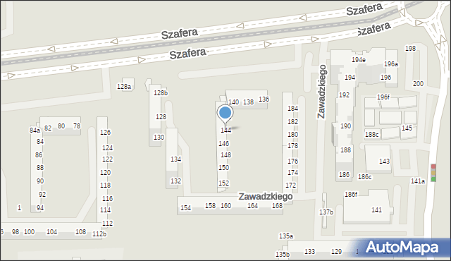 Szczecin, Szafera Władysława, prof., 144, mapa Szczecina