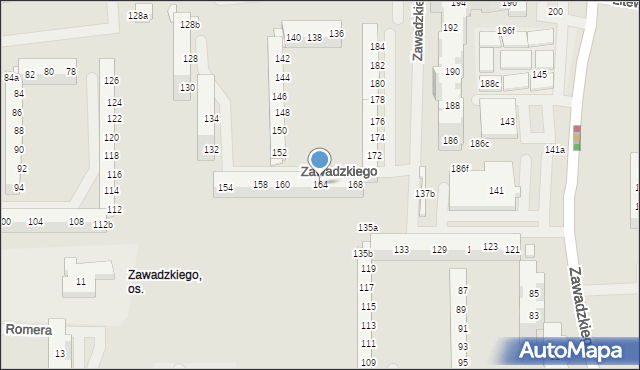 Szczecin, Szafera Władysława, prof., 164, mapa Szczecina