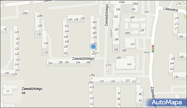 Szczecin, Szafera Władysława, prof., 172, mapa Szczecina