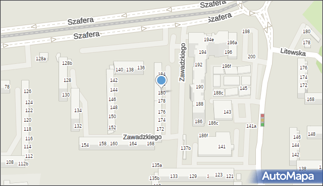 Szczecin, Szafera Władysława, prof., 180, mapa Szczecina