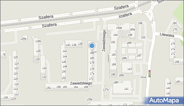 Szczecin, Szafera Władysława, prof., 182, mapa Szczecina