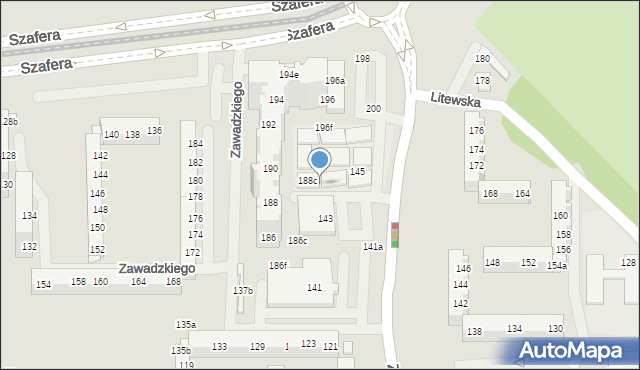 Szczecin, Szafera Władysława, prof., 188e, mapa Szczecina