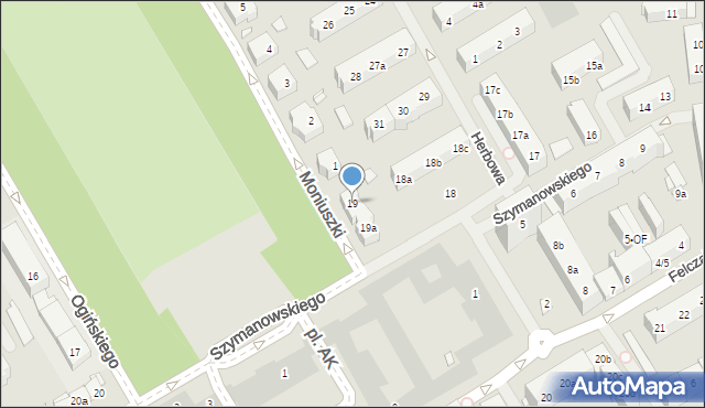 Szczecin, Szymanowskiego Karola, 19, mapa Szczecina