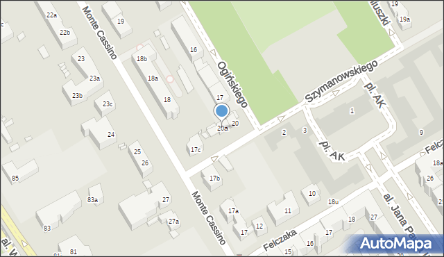 Szczecin, Szymanowskiego Karola, 20a, mapa Szczecina