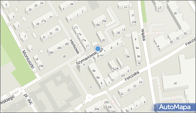 Szczecin, Szymanowskiego Karola, 6, mapa Szczecina