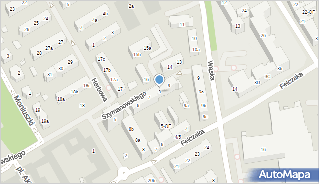 Szczecin, Szymanowskiego Karola, 8, mapa Szczecina