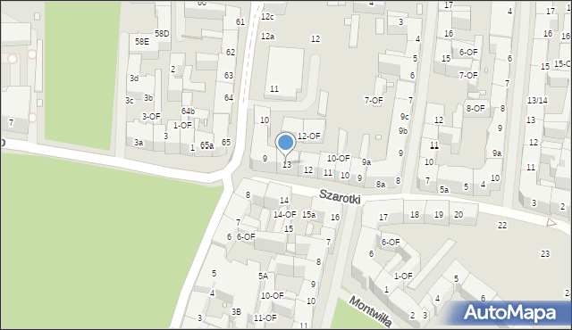 Szczecin, Szarotki, 13, mapa Szczecina