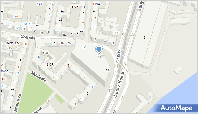 Szczecin, Szarotki, 23, mapa Szczecina