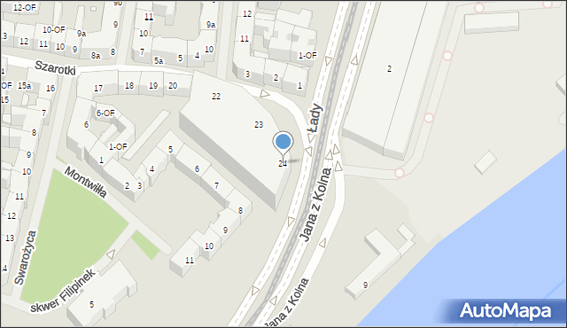 Szczecin, Szarotki, 24, mapa Szczecina