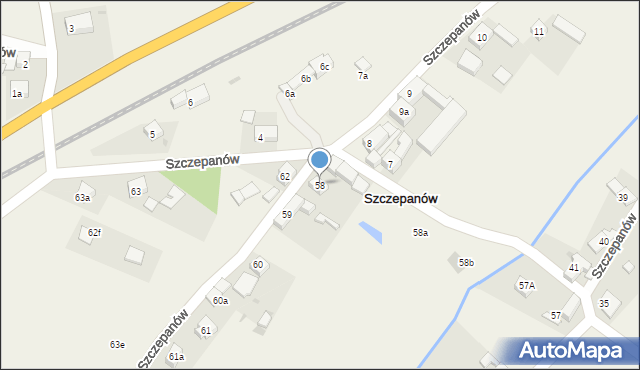 Szczepanów, Szczepanów, 58, mapa Szczepanów