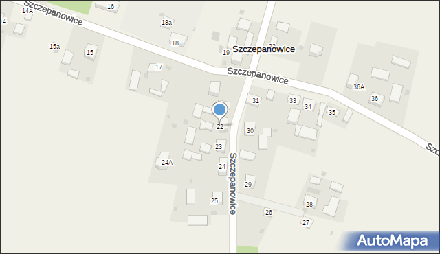 Szczepanowice, Szczepanowice, 22, mapa Szczepanowice