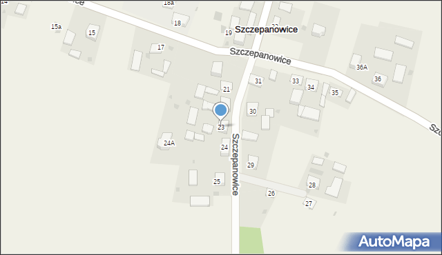 Szczepanowice, Szczepanowice, 23, mapa Szczepanowice