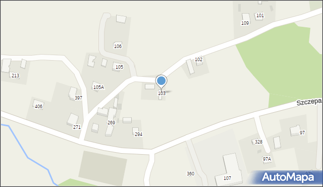 Szczepanowice, Szczepanowice, 103, mapa Szczepanowice