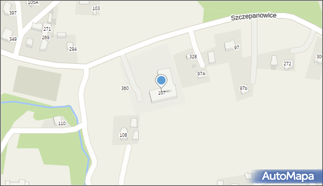 Szczepanowice, Szczepanowice, 107, mapa Szczepanowice