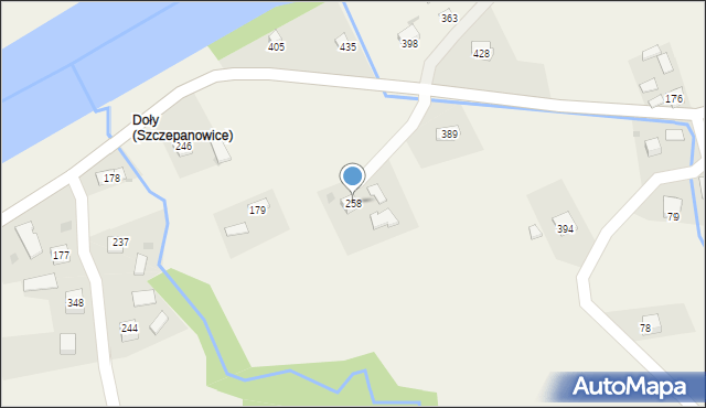 Szczepanowice, Szczepanowice, 258, mapa Szczepanowice