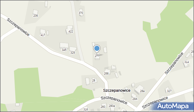 Szczepanowice, Szczepanowice, 277, mapa Szczepanowice