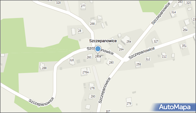 Szczepanowice, Szczepanowice, 280a, mapa Szczepanowice