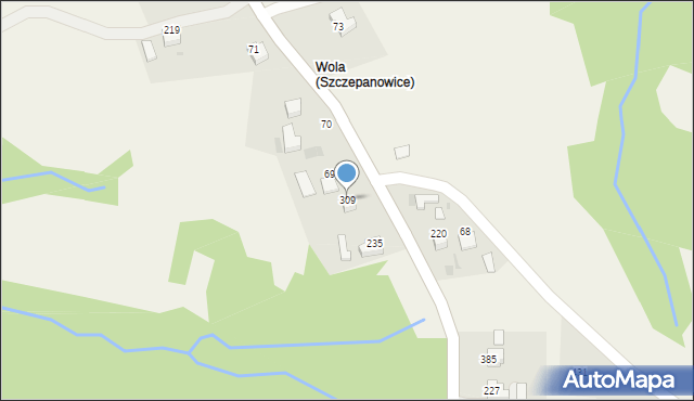 Szczepanowice, Szczepanowice, 309, mapa Szczepanowice