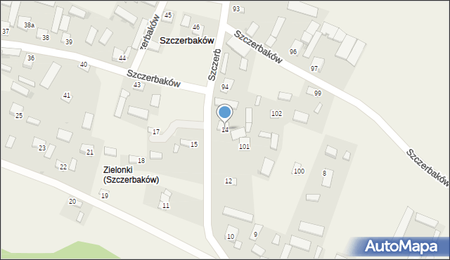 Szczerbaków, Szczerbaków, 14, mapa Szczerbaków