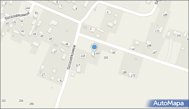 Szczodrkowice, Szczodrkowice, 1, mapa Szczodrkowice