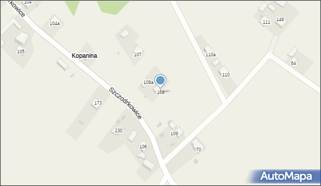 Szczodrkowice, Szczodrkowice, 108, mapa Szczodrkowice