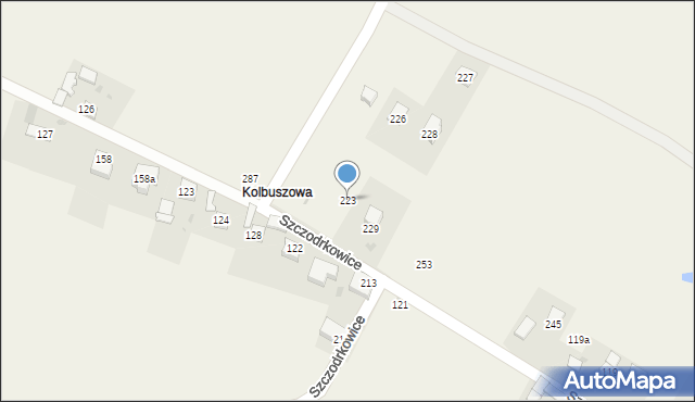 Szczodrkowice, Szczodrkowice, 223, mapa Szczodrkowice