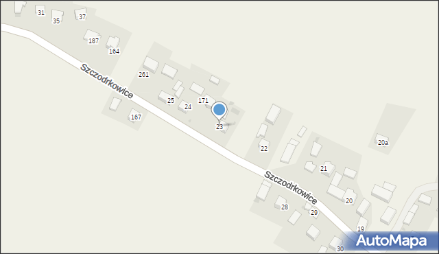 Szczodrkowice, Szczodrkowice, 23, mapa Szczodrkowice